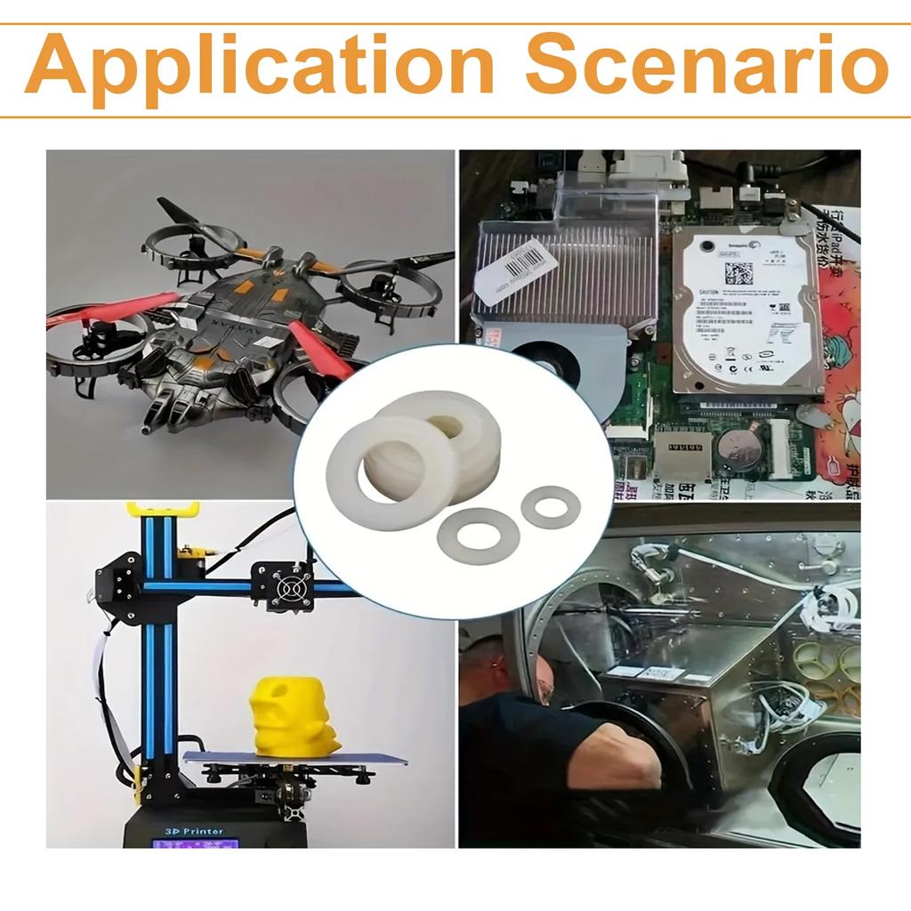 500 White Nylon Plastic Washer Set, Suitable for Anti-wear and Dielectric Insulation, M2 - M10, with Convenient Boxed Packaging