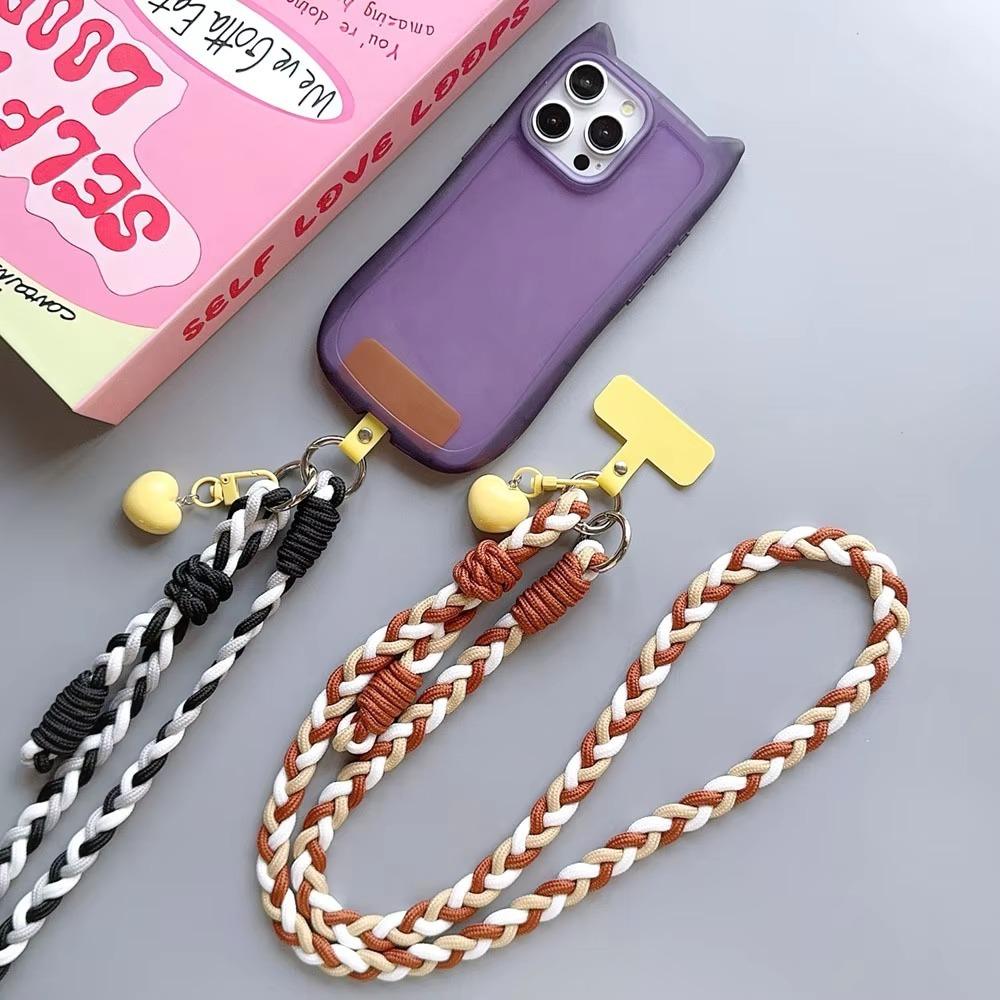 Braided Chain Mobile Phone Crossbody Lanyard Anti-lost Heart Crossbody Phone Strap