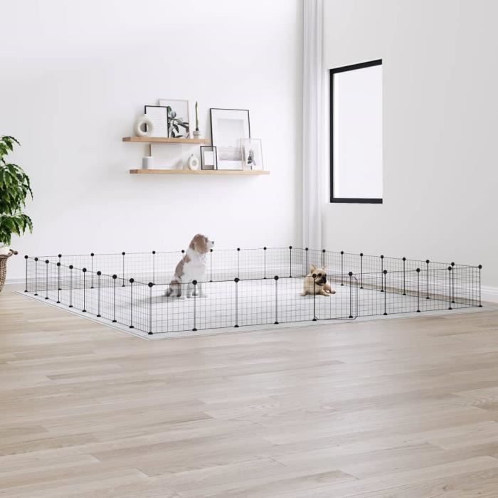 3114021 vidaXL Cage animaux de compagnie à 36 panneaux et porte Noir 35x35 cm