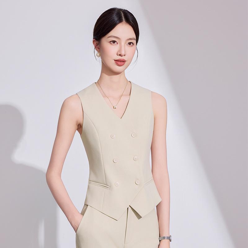 Women's High-End Pink Suit Set: 2025 Spring/Autumn Professional Vest for Management Workwear