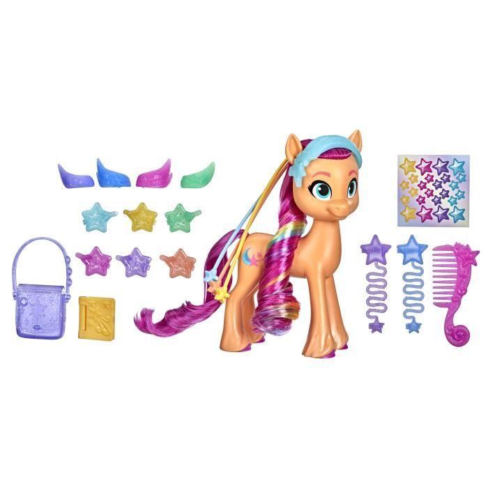 MY LITTLE PONY - Een Nieuwe Generatie - Sunny Starscout Regenboogmanen - oranje pony 15 cm - verrassingsvlecht - 17 accessoires