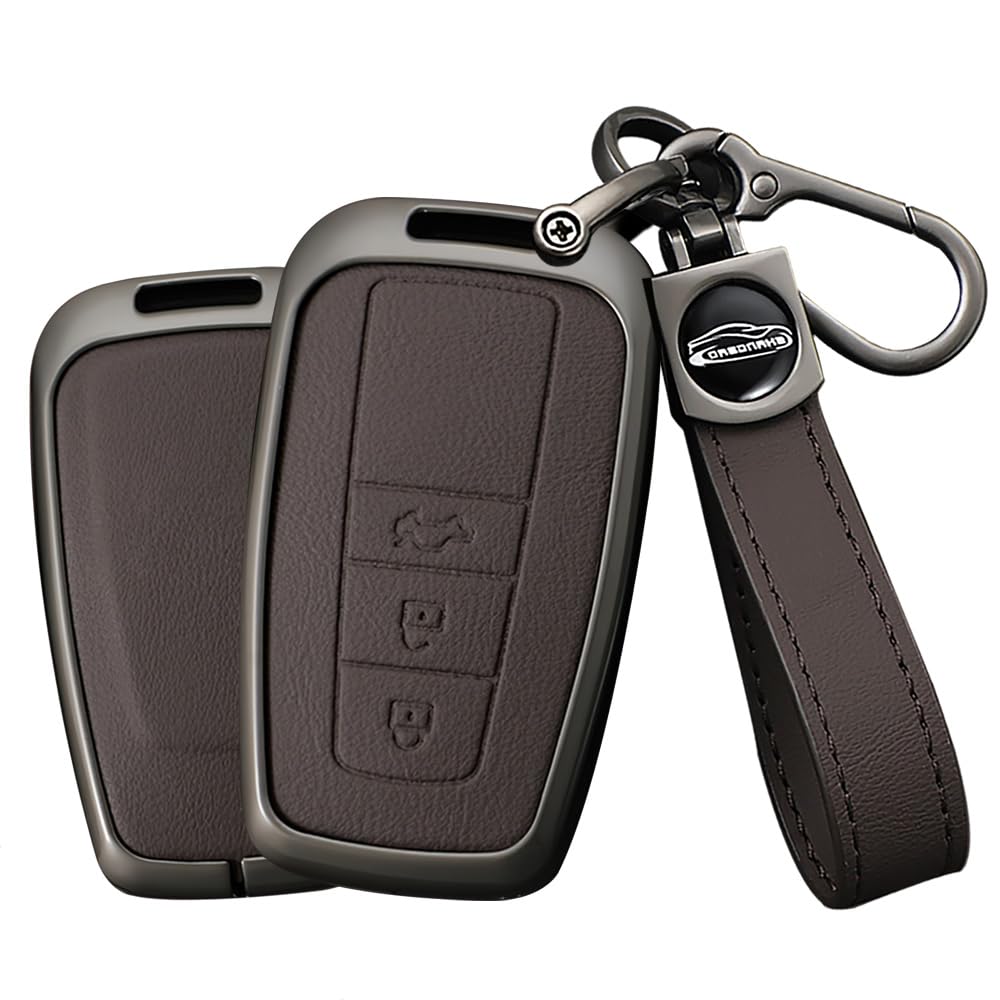 

TECART Toyota Key Key Key Zinc Compatible with Toyota Corolla Corolla Toyota and More Case, Cover, Holder, Alloy, 3-Button, Brown, Camry, Cross, RAV4,