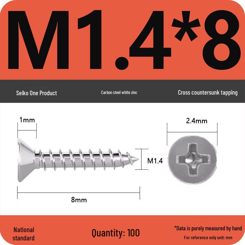 Iron Galvanized Phillips Flat Head Self-Tapping Screws - Countersunk M1 To M4
