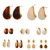 Stainless Steel Resin Amber Earrings Lightweight Hypoallergenic Acrylic Teardrop Earrings Translucent Drop Hoops Translucent
