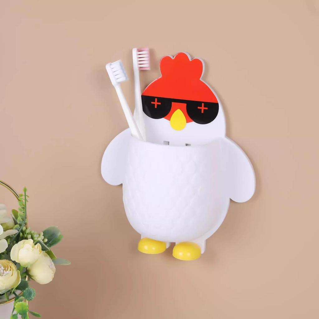 Cartoon Chick Wall-Mounted Storage Box for Makeup, Tools, and Toothbrush