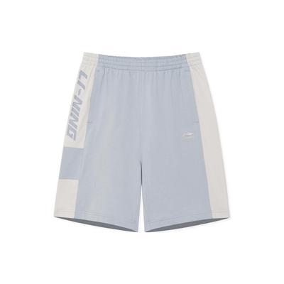 Li Ning Sports Trend Series Color Block Logo Print Loose Casual Shorts Men Shorts Gray AKSS305-3