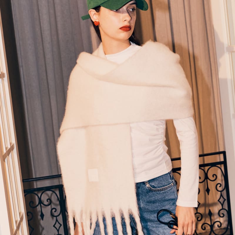 

Широкий длинный шарф SILN (Слоновая кость) FREE