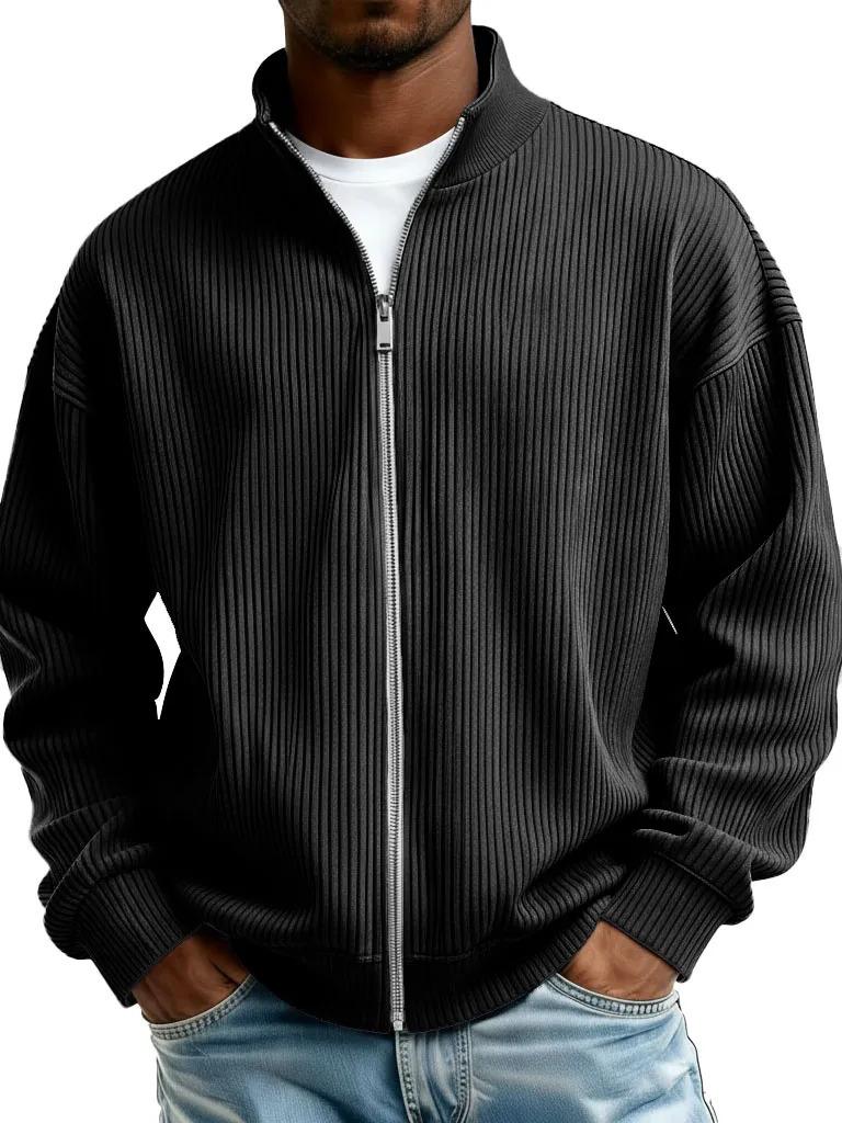 Felpa con cappuccio da uomo con zip intera Giacca Mezza zip Collo alto Maglione a maglia grossa Casual Caldo Capo esterno Autunno Inverno