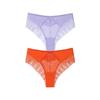 TERMEZY 2Pcs/Lot Sexy Mid Rise Patchwork Briefs Hollow-out Lace Pattern Panties Solid Color Breathable Skin-fit Briefs