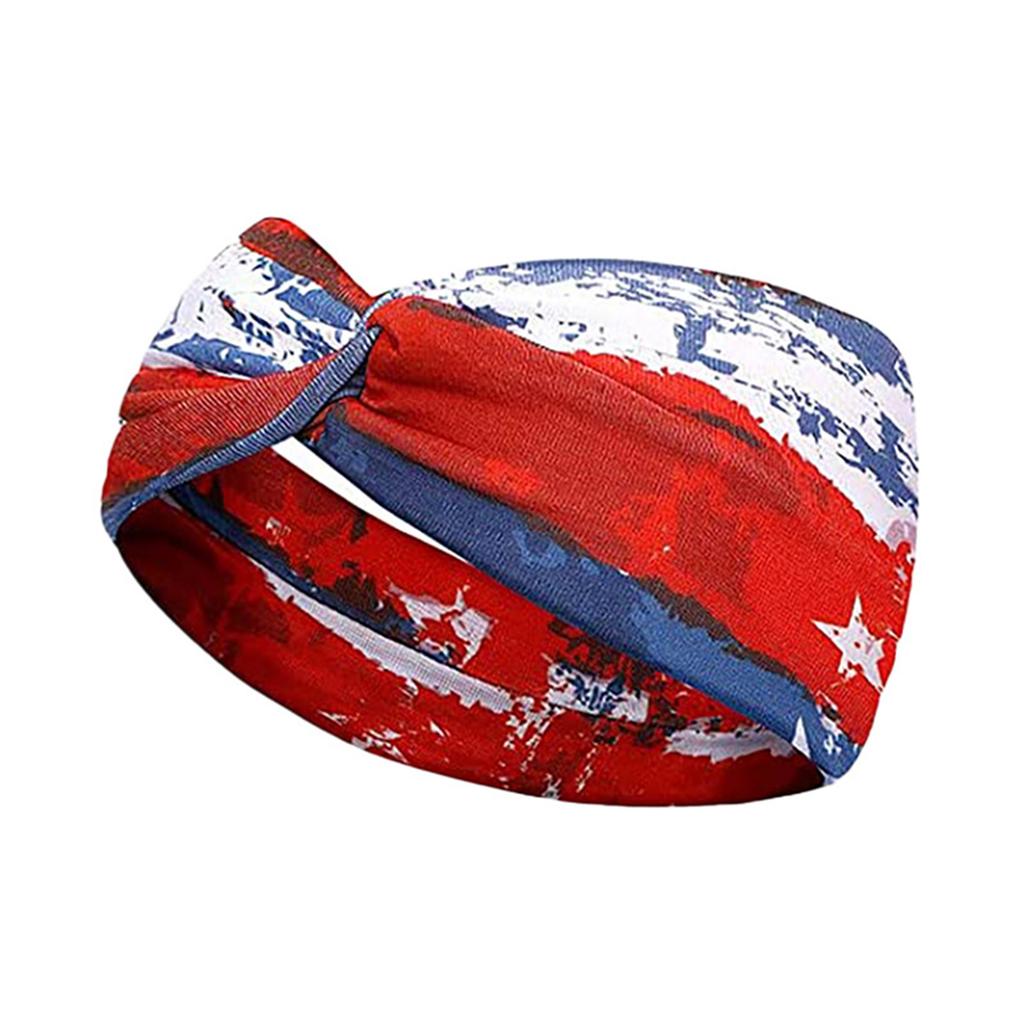 Retro Star Stripe Twisted Sweat Absorbing Yoga Running Headband for Sports and Party Decoration Unisex Stretchy Hair Band