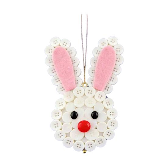 1/4 Sets DIY Easter Button Ornament Kit Handmade Easter Bunny Egg Carrot Hanging Decoration Button Art Crafts Easter Basket Stuffers Party Favors
