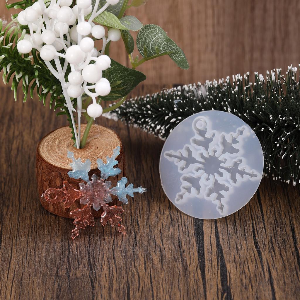 Christmas Snowflake Pendants Crystal Mirror Epoxy Resin Silicone Mold Xmas Holiday Ornament Resin Molds For Jewelry Making Craft