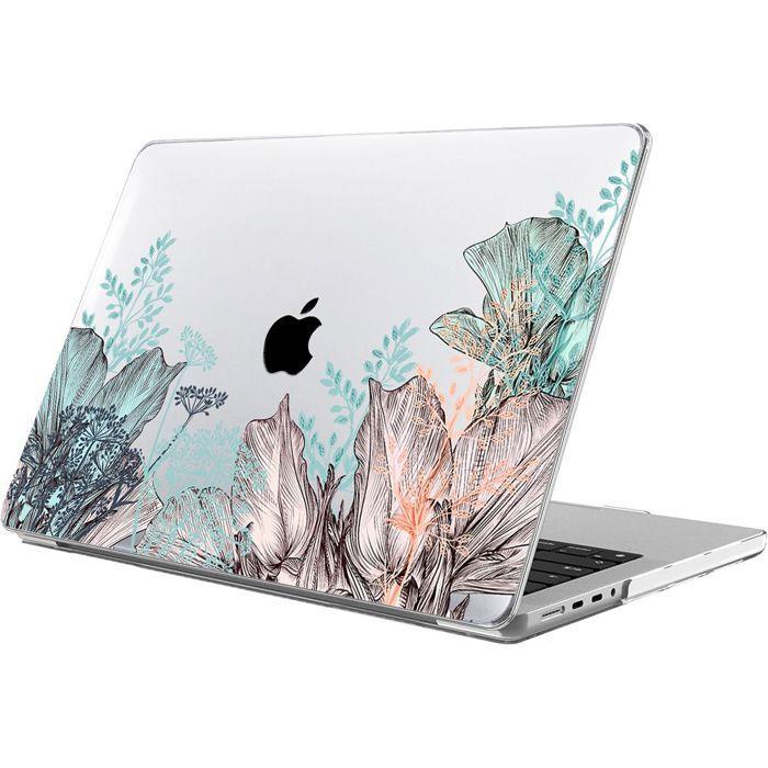 Coque pour MacBook Air 13 Pouces 2025 2024 2022 M4 M3 M2, Protection Rigide Ultra Slim Légère Motif Plante Elégante