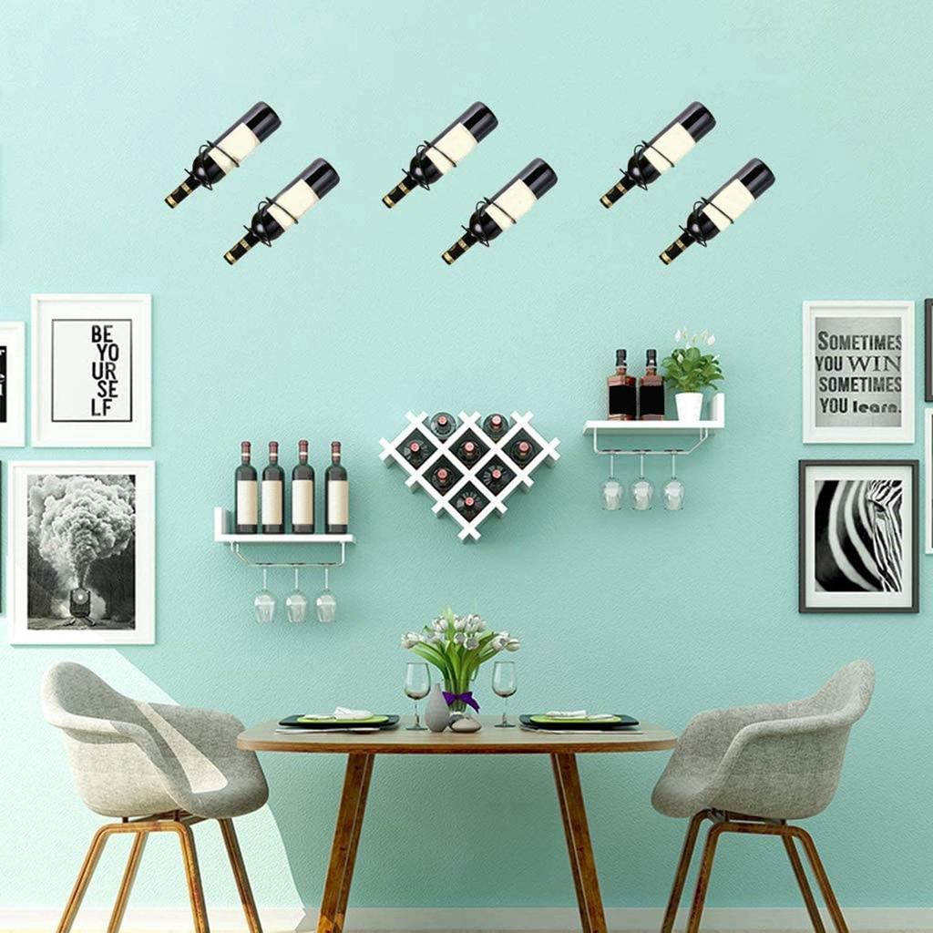6 Pack Wall Mounted Wine Rack,Spiral Wine Wall Holder, Metal Wine Bottle Display Holder for Wine Storage Wall Wine Theme Decor, Black (Downward