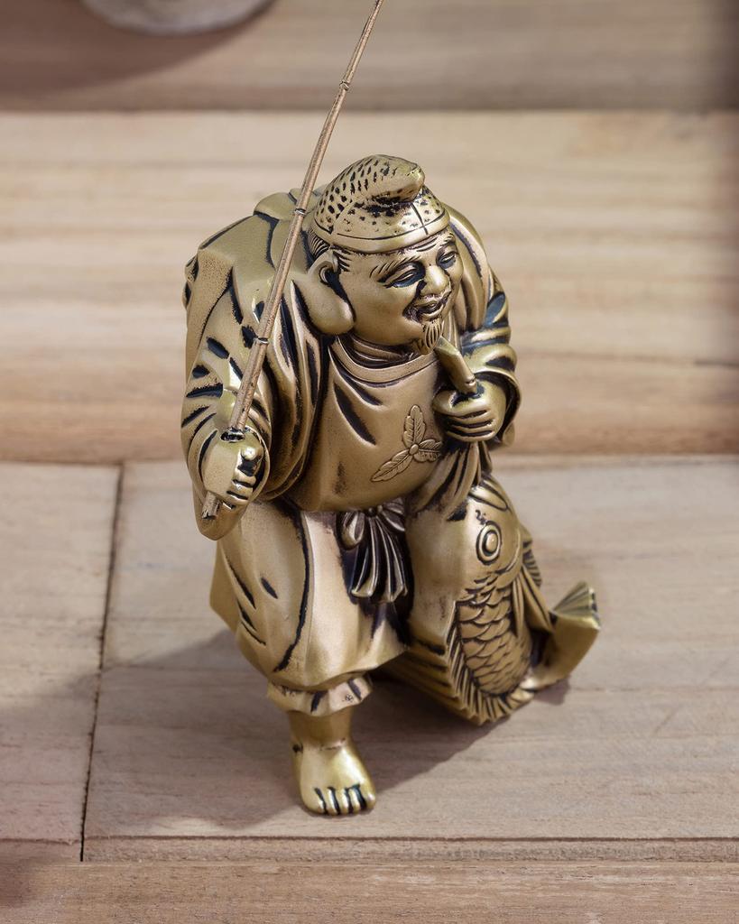Seven Lucky Gods of Good Luck Ebisu Silky Gold Buddhist Hideun Makita Buddha Statue Ornament Takaoka Copperware sculptor Prototype_Kobiki (Ebisu 7F)