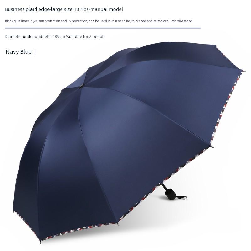 Large Thickened Windproof Reinforced Umbrella for Heavy Rain with Logo, Foldable Dual-Use Black Coating for Sun Protection and Uv Protection