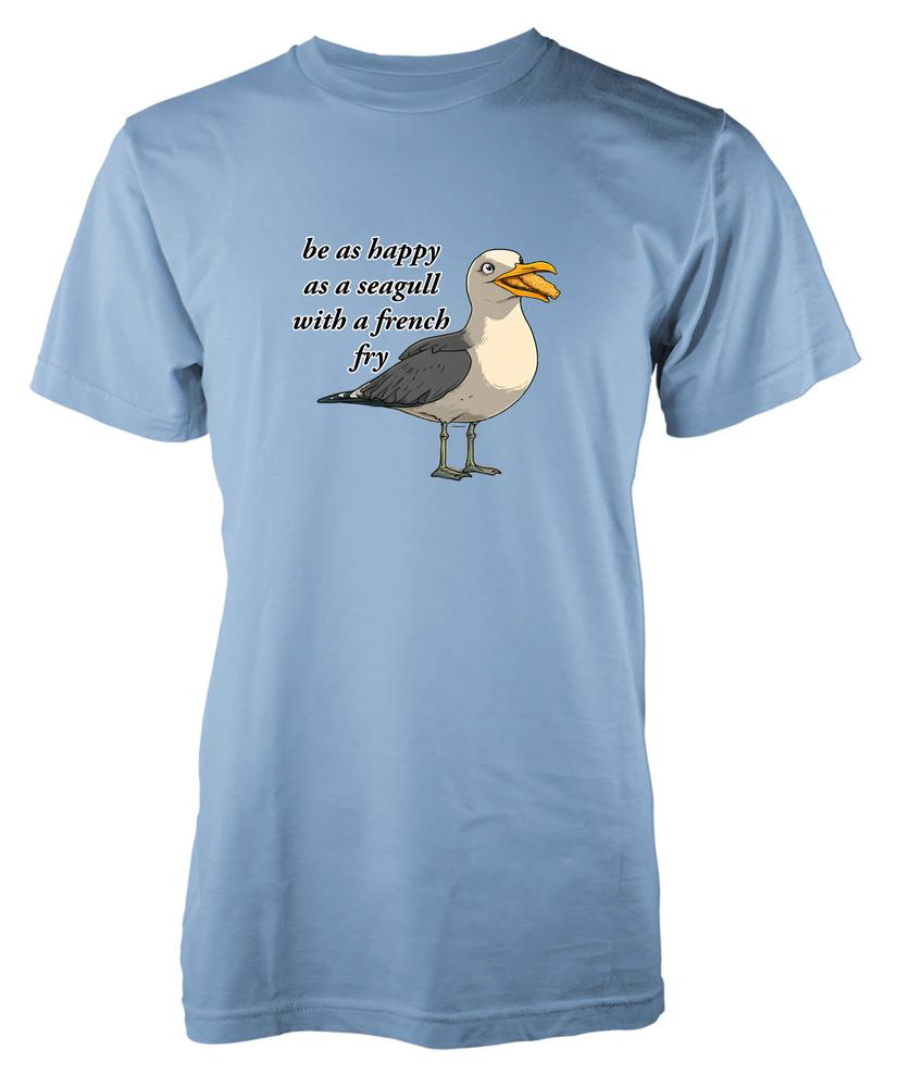 Bnwt Be As Happy As A Seagull With French Fries Adult TShirt Funny Bird Lover