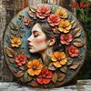 Vintage Floral Round 8 Inch Metal Wall Art Poster for Living Room Decor