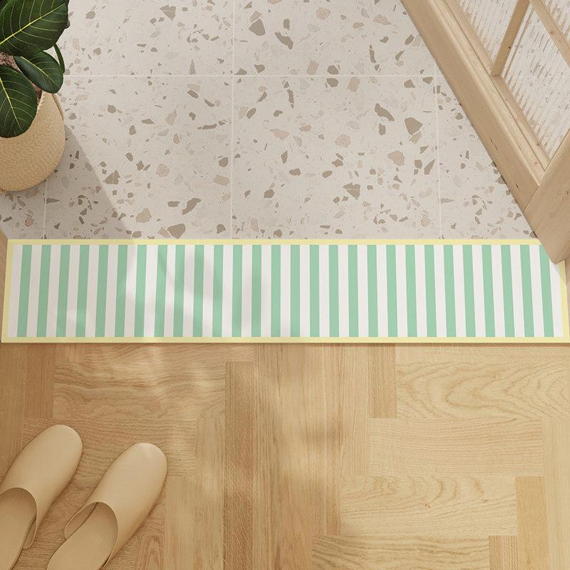Schattig Blauw Wit Gestreept Lang Badmat Niet-Glijdend Absorberend Sneldrogend Zacht Vloerkleed voor Badkamer Huisdecoratie 15x80cm