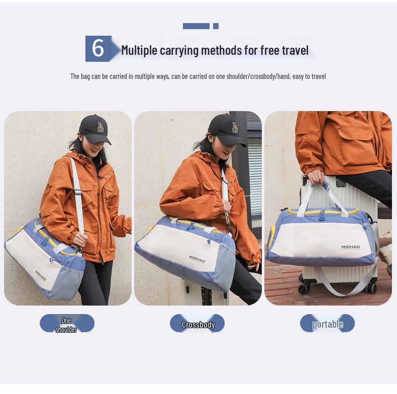 Water-Repellent Travel Bag with Wet/Dry Separation & Shoe Compartment for Sports, Fitness, Business, and Short Trips