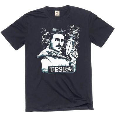 T-Shirt Nikola Tesla Tesla con Pistola Elettrica T-Shirt Divertente da Uomo