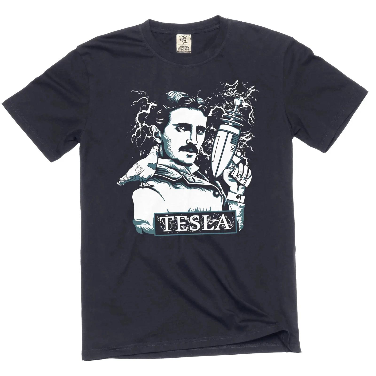 Nikola Tesla T-Shirt Tesla with Electrical Gun Men s Funny T-Shirt L