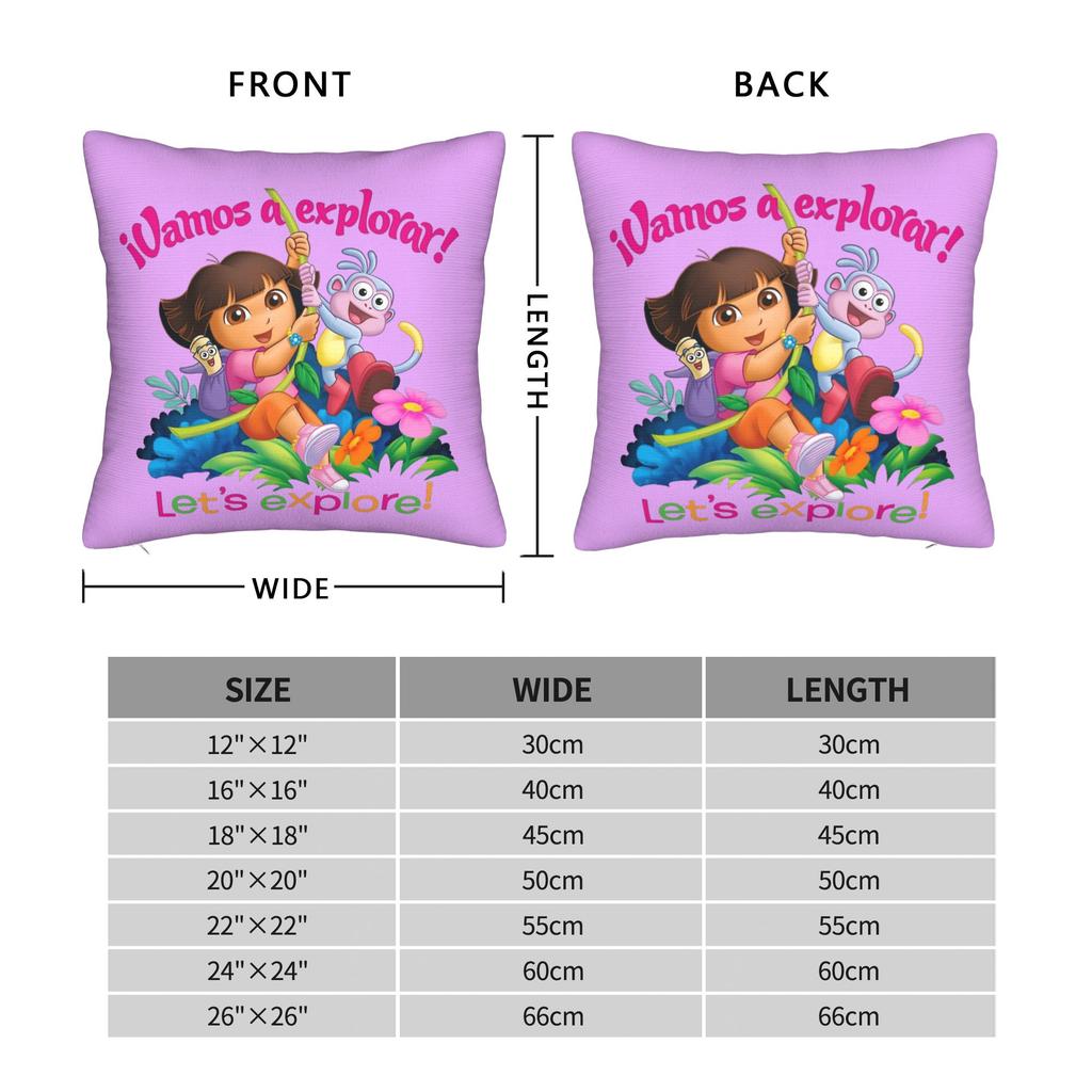 DDoras  and Boots Square Pillowcases Polyester Couch  Cushion Case Creative Decor Pillow Cover 4040