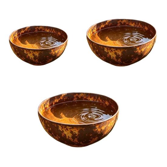 

3Pcs/Set Metal Bird Baths Retro Wall Mounted Bird Bath 6cm 8cm 10cm Wild Bird Bath Feeder for Garden Backyard Outdoor Decor A
