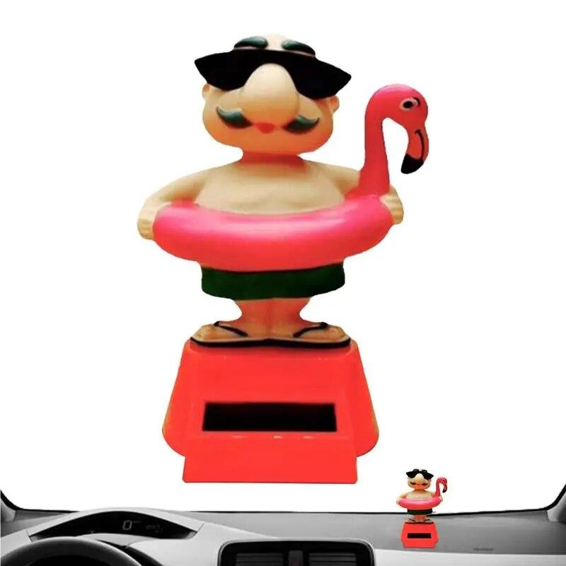 

Фигурка танцующего человека, автомобильное украшение, анимированный танцор с помпонами, одетый в фламинго, плавательный круг, украшение для приборной панели, игрушка для автомобиля, домашнего окна
