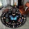 Botanical Butterfly Tarot Moon Phase Flower Round Rug Witchcraft Astrology Round Carpets for Living Room Bedroom Home Decor