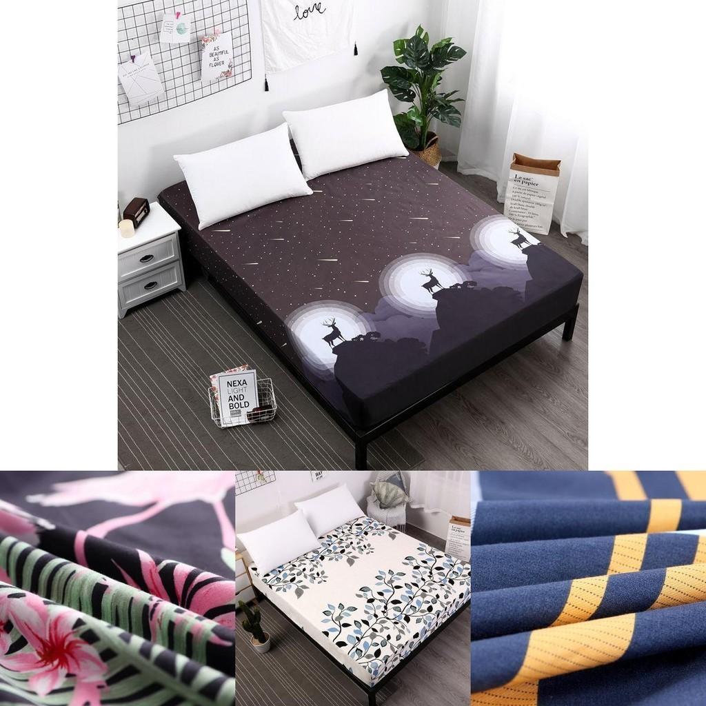 Cozy And Stylish Floral Stripes Mattress Protector Dustproof Fitted Sheet