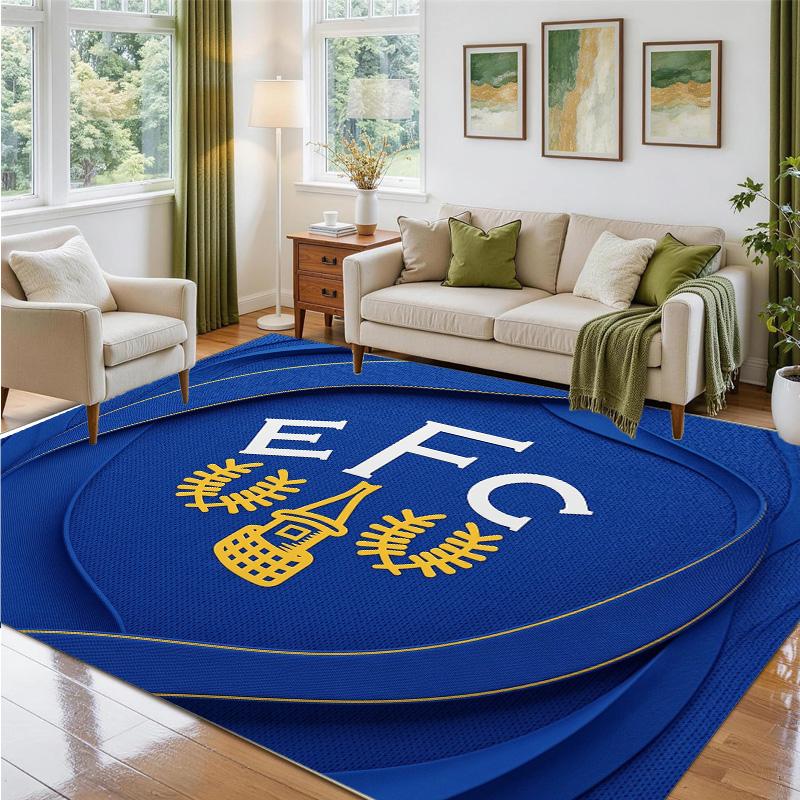 Everton Football Design Crystal Velvet Rug Soft Decorative Mat for Bedroom Entrance