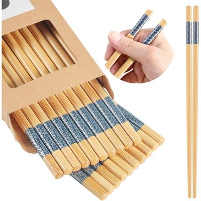 10Pairs Bamboo Chopsticks Reusable | Dishwasher Safe | Non Slip | Chinese -(9.45in)