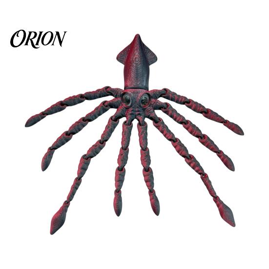 Ocean Themed Party Favors 3D Printed Squid Fidget Toy, Flexible Articulated Marine Animal Figure, Decompression Educational Cognitive Teaching