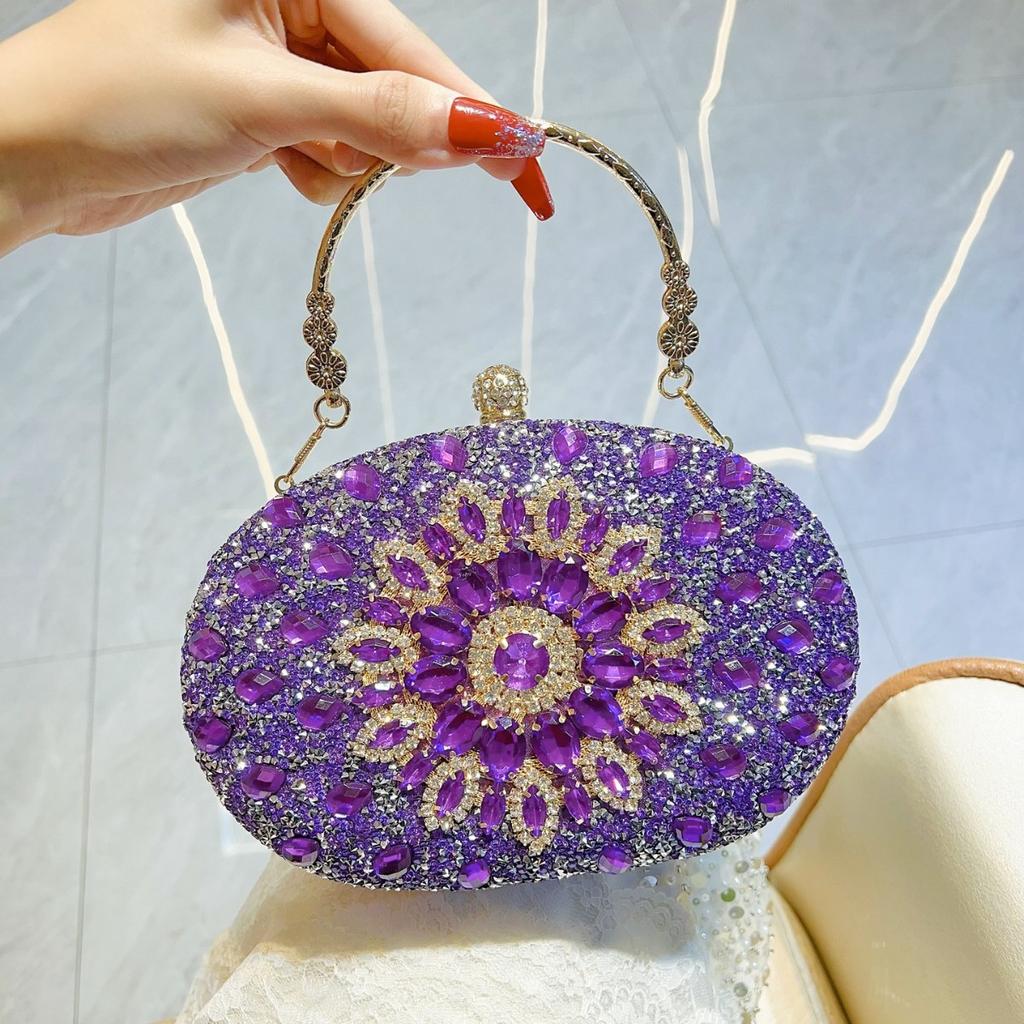 Textured Water Diamond Bag Banquet Clutch Bag Diamond-encrusted Hand-held Dinner Bag Cheongsam Bag