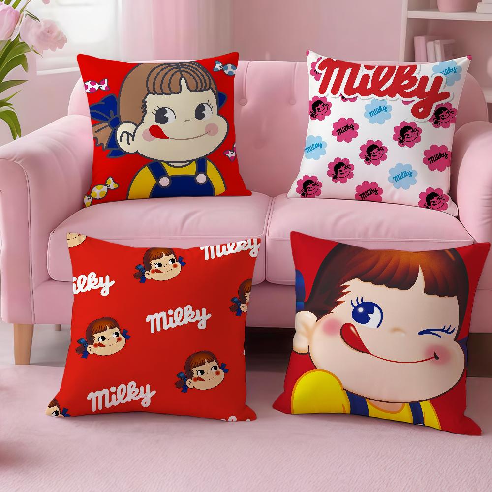 Cute F-Fujiya Peko Chan cushion cover For Sofa Car Office Cafe Soft And Comfortable Double-Sided Printing Pillow Cover