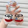 2Pcs Cute Plush Doll Keychain Cartoon Magnetic Dog Keychain Collar Glasses Dog Pendant  Friend