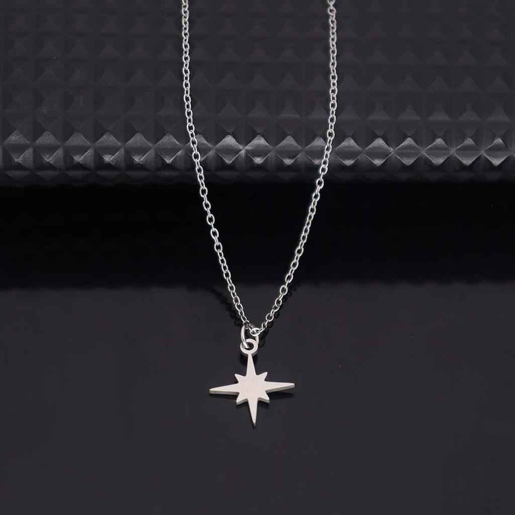 Stainless Steel Eight-Pointed Star Necklace - Elegant European & American Style Women's Jewelry