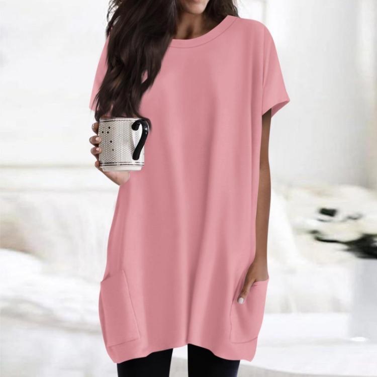 Regular Fit Women T Shirt Short Sleeves Round Neck Pocket Print Tops