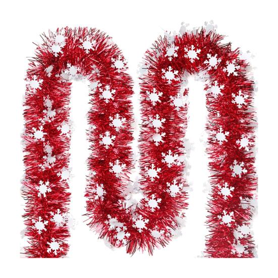 Soft Material Holiday Embellishment 78 Inch Red Christmas Tinsel Garland, Shiny Metallic Foil Twist Garland Annual Party Decorative Strips with