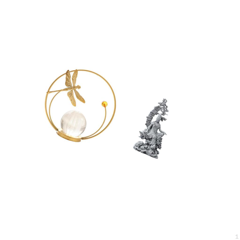 Crystal Ball Metal Sculpture Figurine Ornament Statue Stand for Hallway Fireplace Bedroom Living