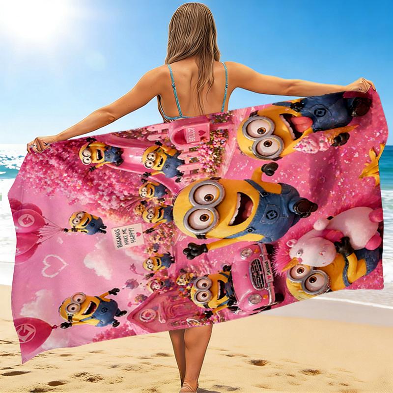 1Pc Pink Minions Party Beach Towel Quick Dry Multiuse For Beach Pool Gym Yoga Home Travel Christmas Halloween Xmas Gift S1212