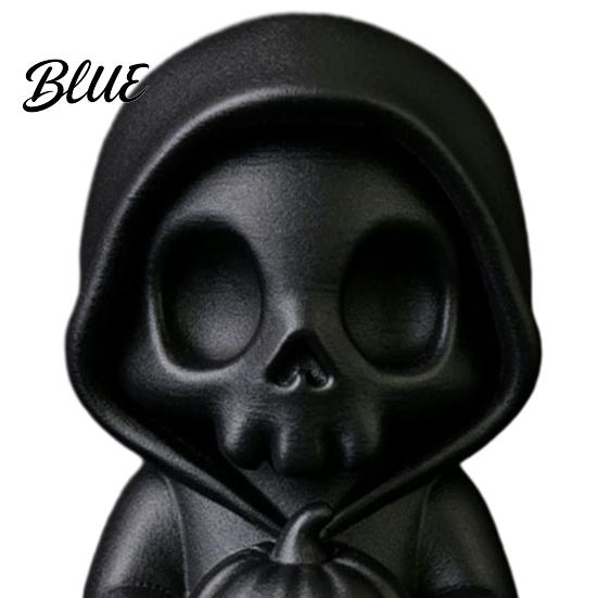 Home Window Display 3D Printed Grim Reaper Figurine Holding Pumpkin, Blank DIY Miniature Scene Ornaments Paintable Halloween Statue, Cute Desktop