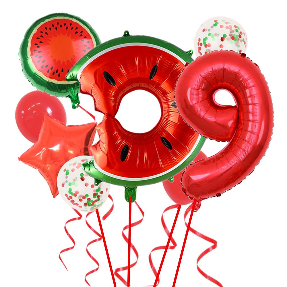 

Summer Fruit Balloon Set Watermelon Aluminum Film Balloon Party Decoration Birthday Party Photo red number nine