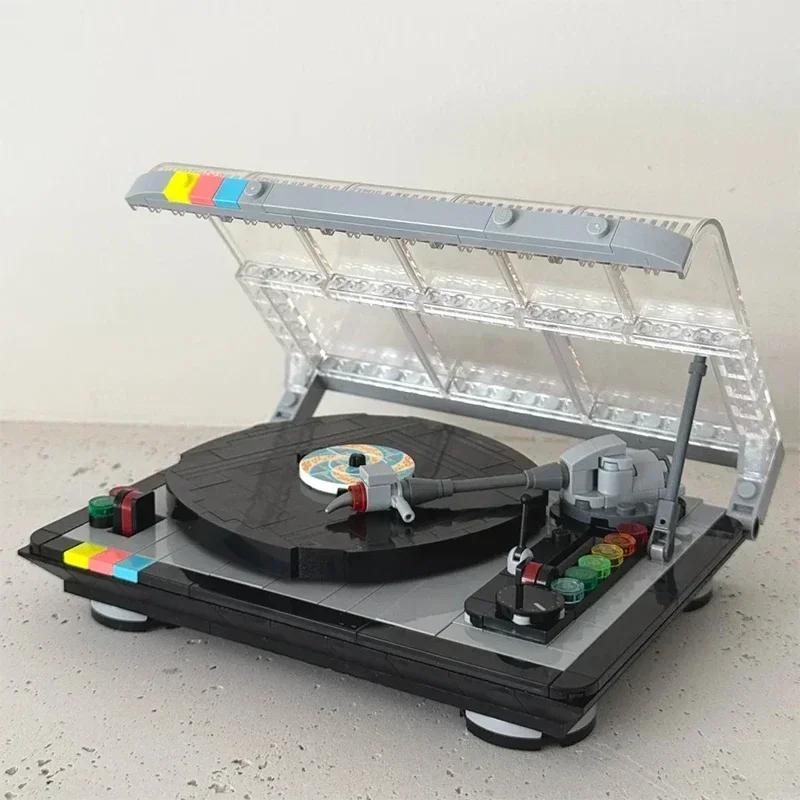 MOC Classic Festival Retro Record Player Building Blocks Model Music Player Assemble Bricks Birthday Toy Gift For Kid Adult
