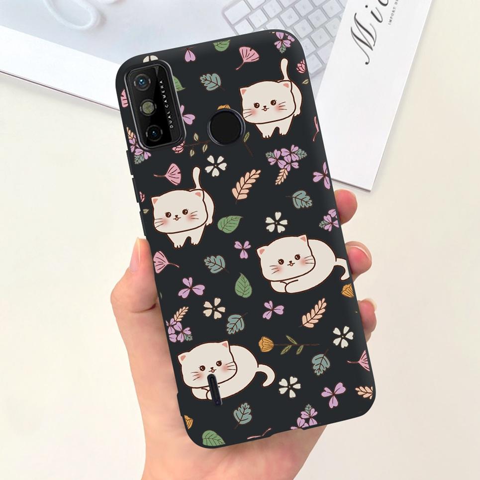 For Tecno Spark 6 Go Case KE5j KE5k Cute Astronaut Cat Night View Cover Liquid Silicone Phone Cases For Spark 6GO Bumper Fundas
