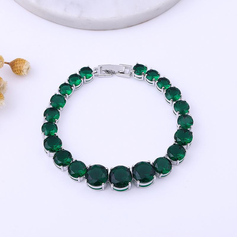 Náramek se zirkony postupné velikosti s měděnou platinou a drahokamy, ručně vyráběné kulaté barevné šperky.