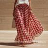 Women's High Waist Plaid Midi Skirt A-Line Flowy Layered Summer Skirt Multi Color