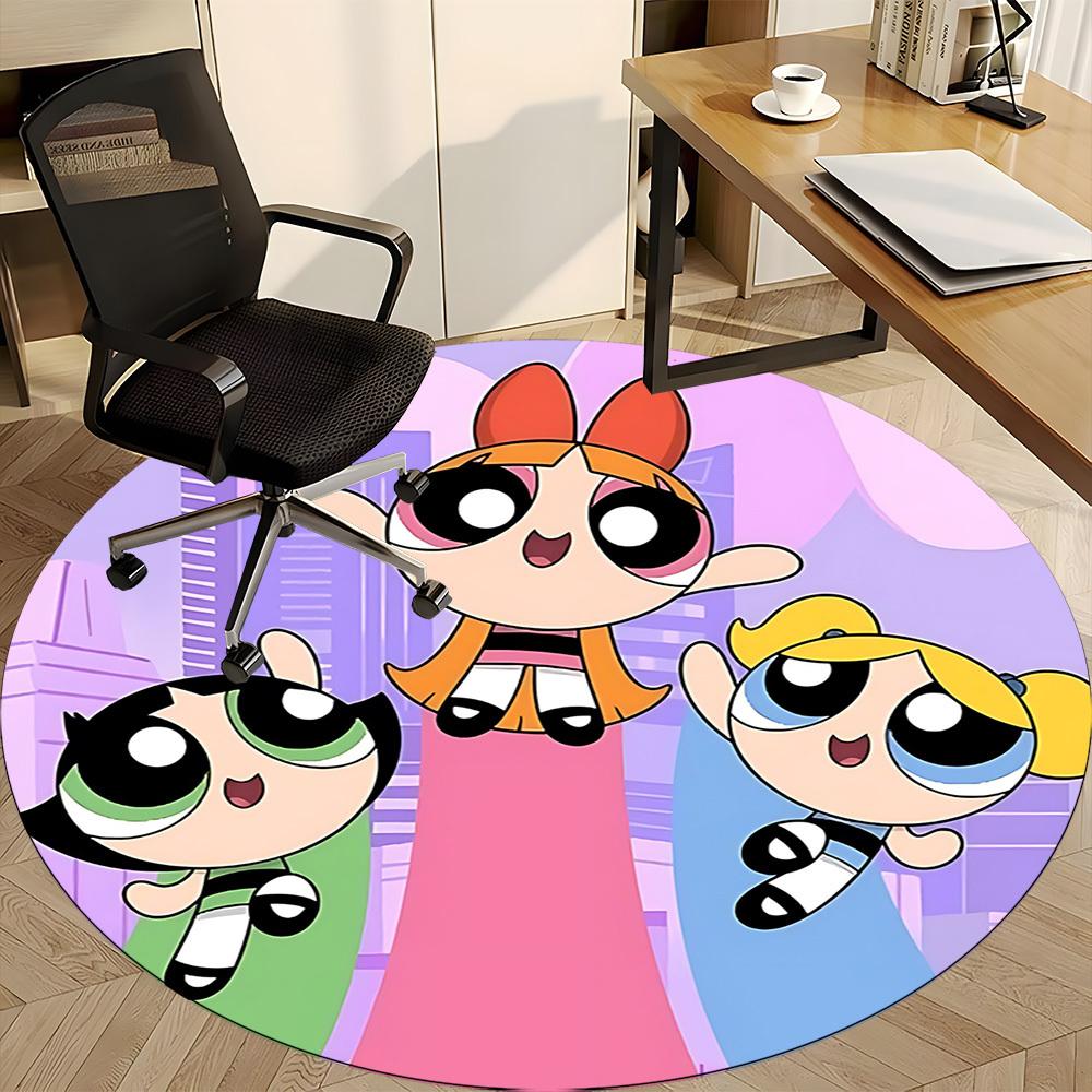 Powerpuff Girls Office Round Area Rug,  Under Office Chairs Bedroom Living Room Home Decor a0908186