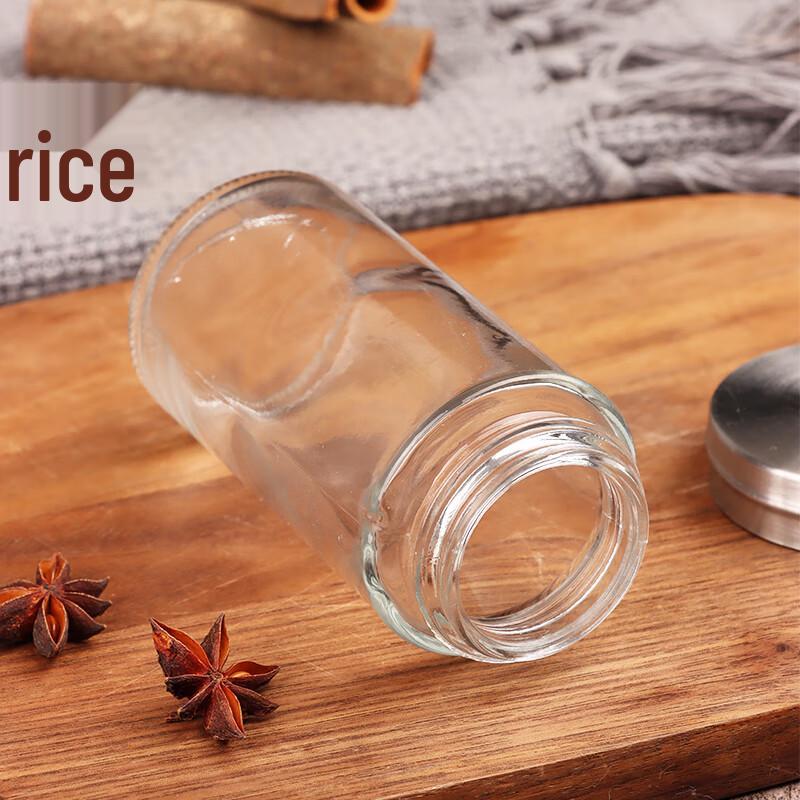 Baijie Glass Spice Shakers with Stainless Steel Lids, 4-Pack
